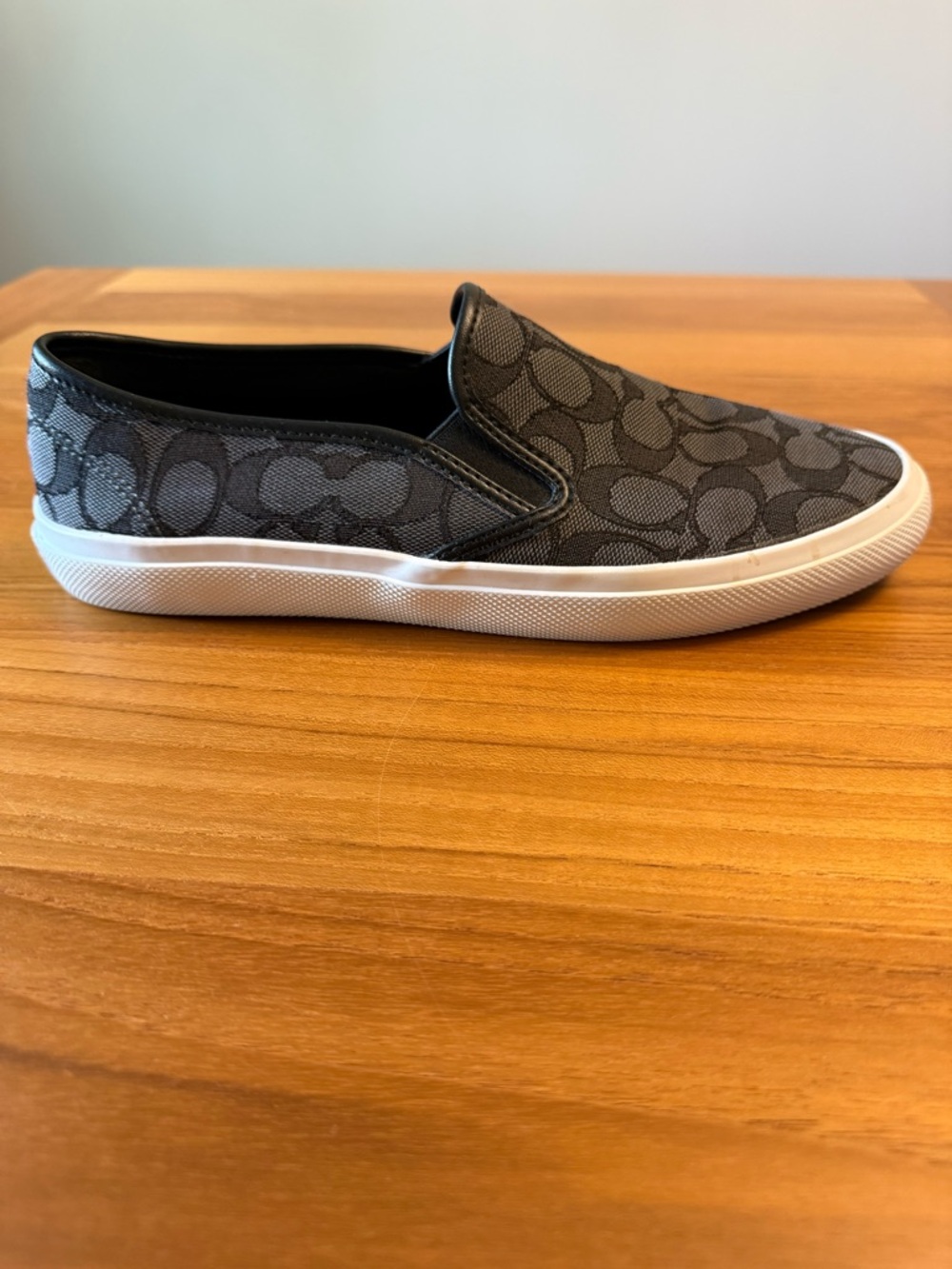 Coach Signature Slip-On Chrissy Sneaker in Charcoal/Black - Size 9.5